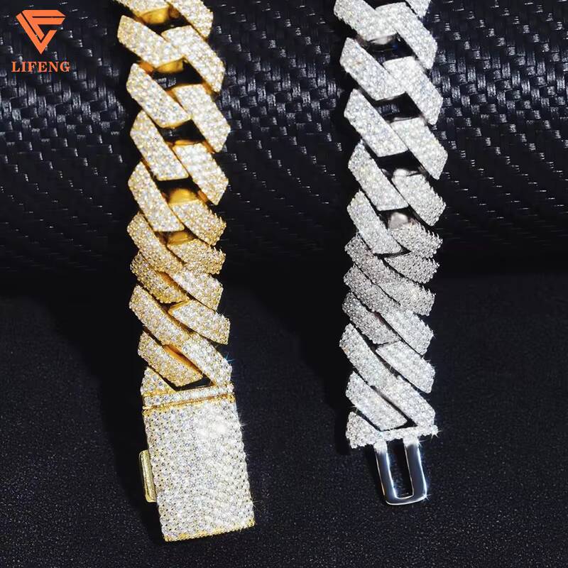 2rows Bracelet VVS Diamond Chain GRA VVS D Moissanite Cuban Chain Bracelet Hiphop Iced Out 925 Silver Fine Jewelry Bracelet