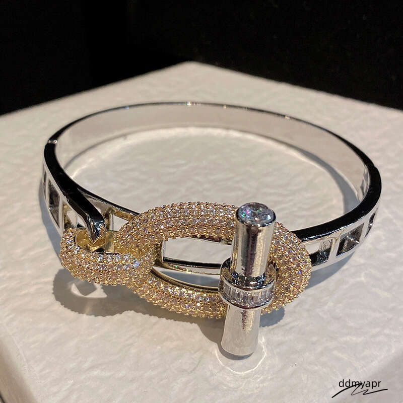 New Horizontal Bar OT Ddmyday Series Ring Bracelet Set Pig Nose Light Copper Inlaid With Zircon Ddmyday