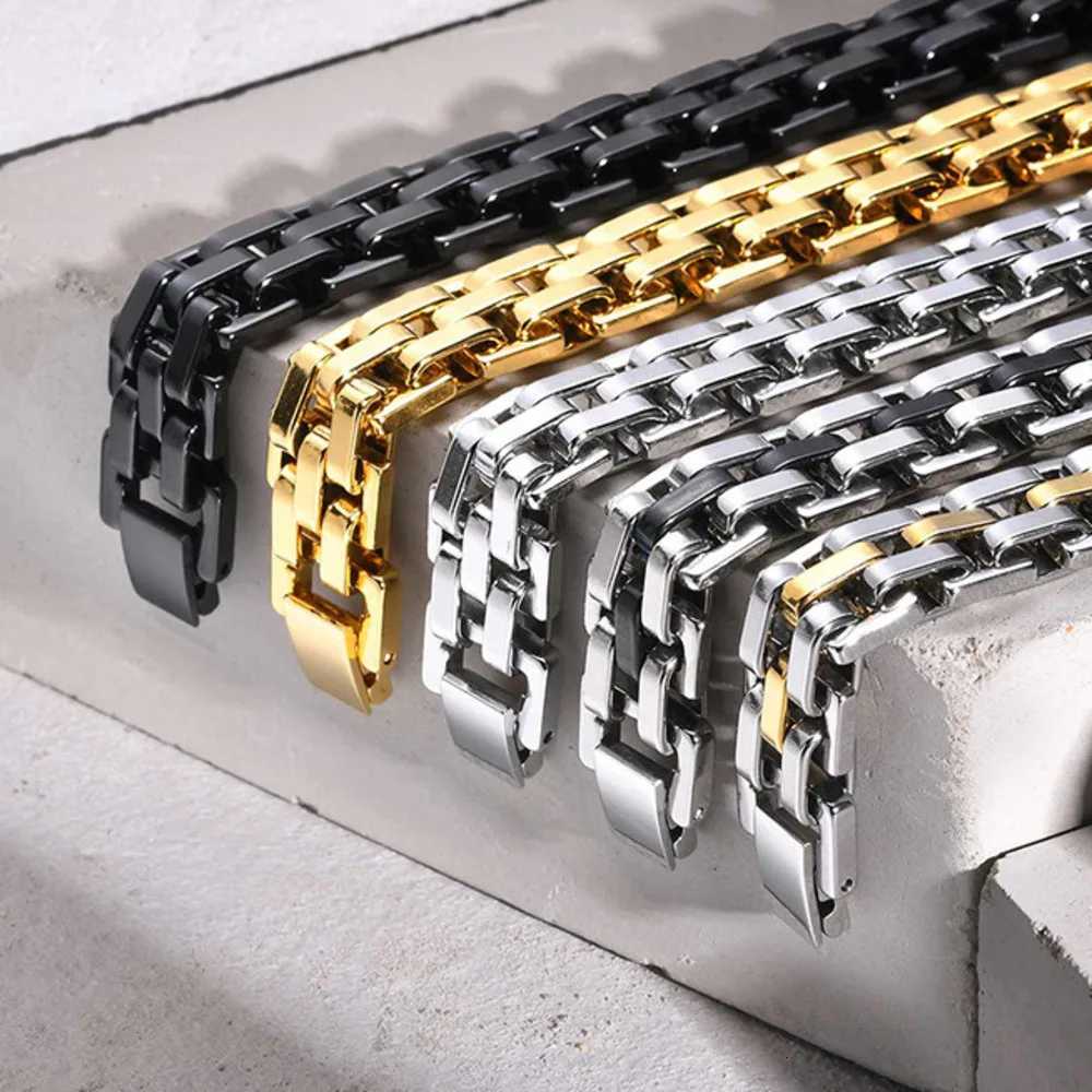 Vnox Thick Masculine Wtach Band Link Bracelets for Men 11mm Stainless Steel Handmade Link Wristband Gentle Punk Gift for Him W250904