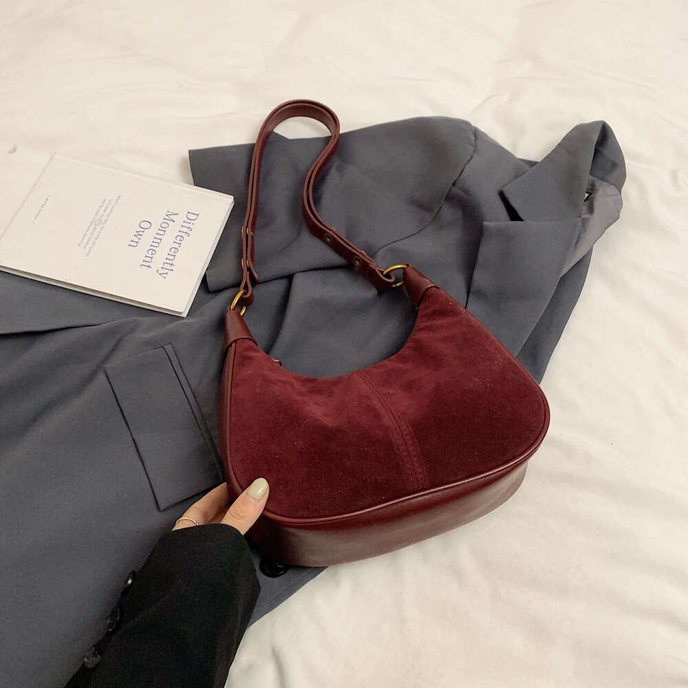 Frosted Design Women's Autumn Winter 2024 Trendy Patchwork Single Shoulder Underarm High-end Stylish Dumpling Bag