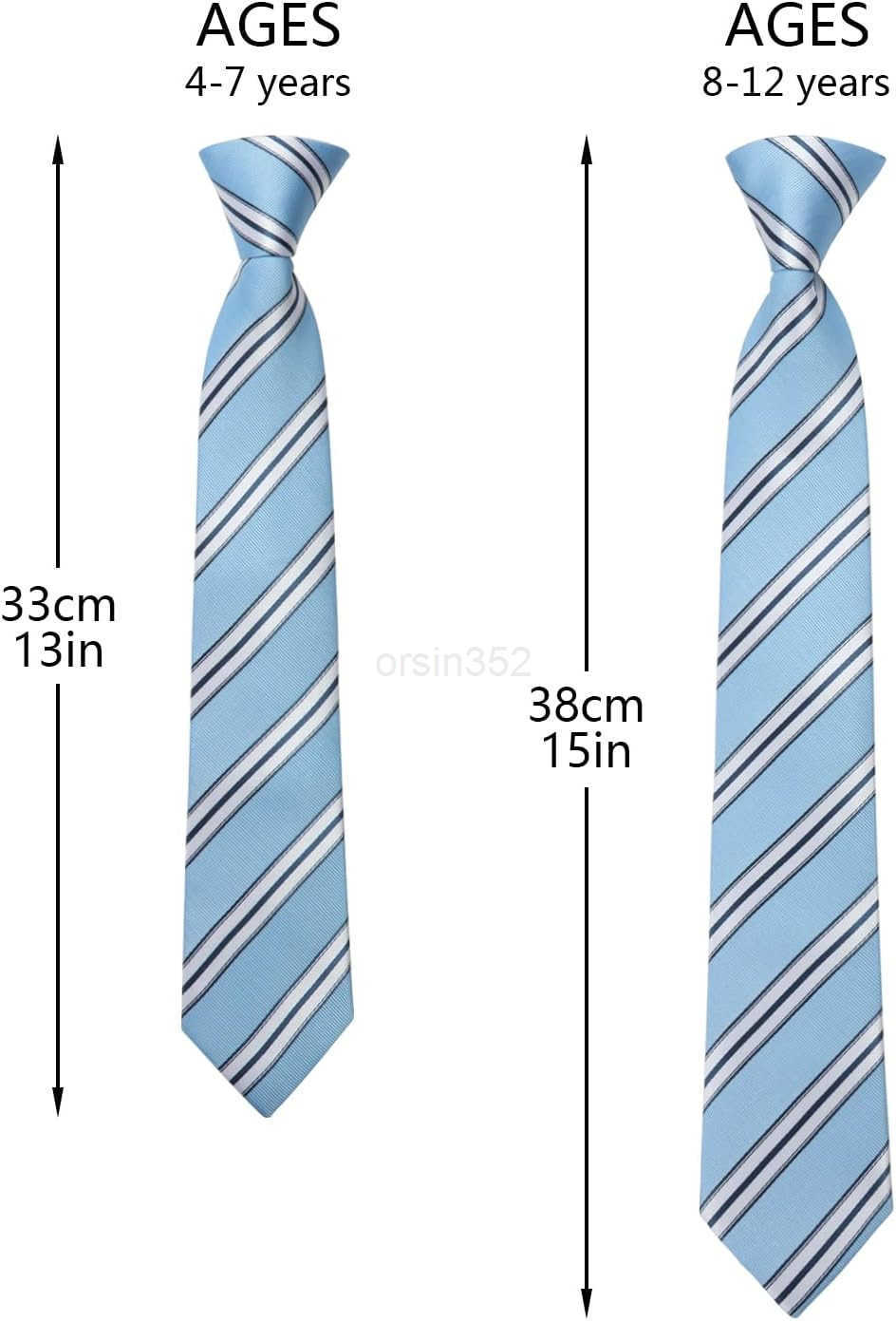 3pcs Boys PreTied Neckties Pocket Square Set Neck Strap Tie for KidsW250904