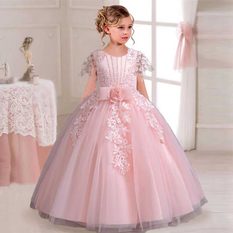 2025 New Elegant Girl Wedding Dress Embroidered Mesh Princess Dress 4-12 Years Old Girl Graduation Party Prom Evening Dress Z250904