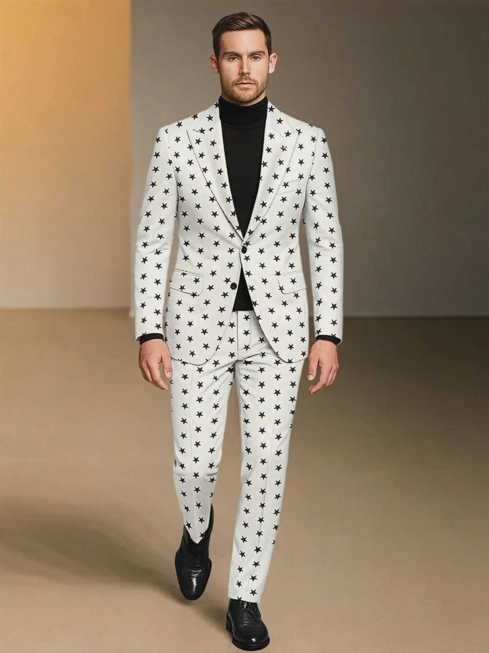 Fashion Men's Suits 2 Piece Jacket Pants Slim Fit Single Breasted Peaked Lapel Male Special Occasion Ball Party Customized