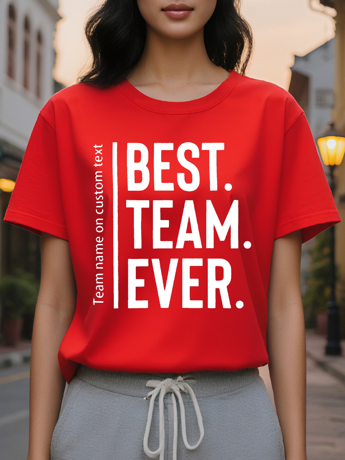 Custom Best Team Graphic T Shirt Personalized Name Casual Round Neck Short Sleeve Summer Style Spirit Clothing