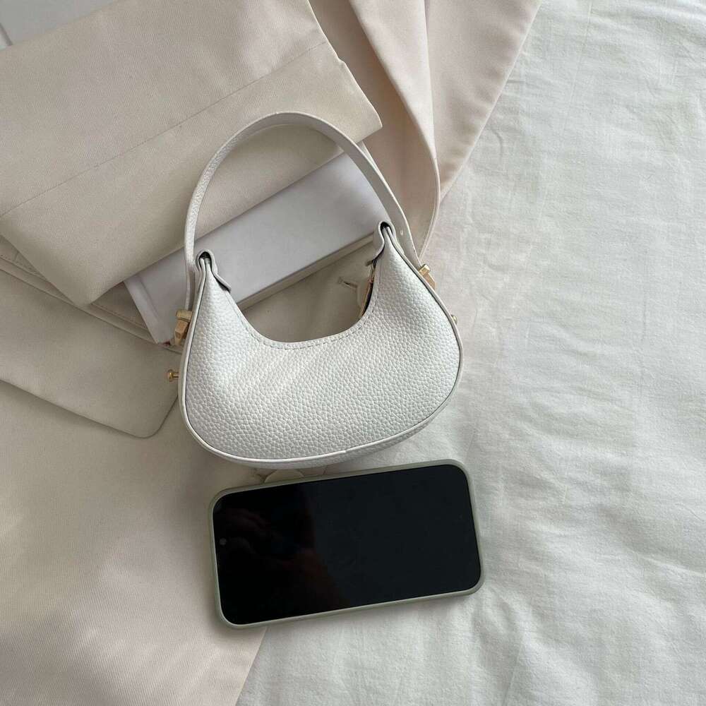 New Niche Fashion Lychee Pattern Mini Handbag High-Quality Crescent Lipstick Bag