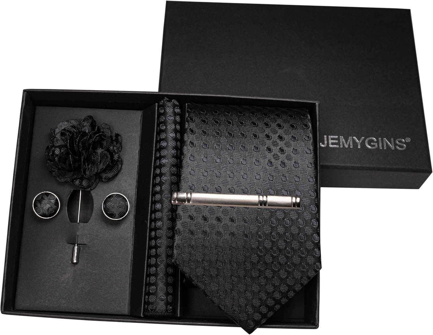 Mens Tie and Lapel Pin Necktie Pocket Square Cufflinks and Tie Clip Sets for Business Casual 5PCSW250904