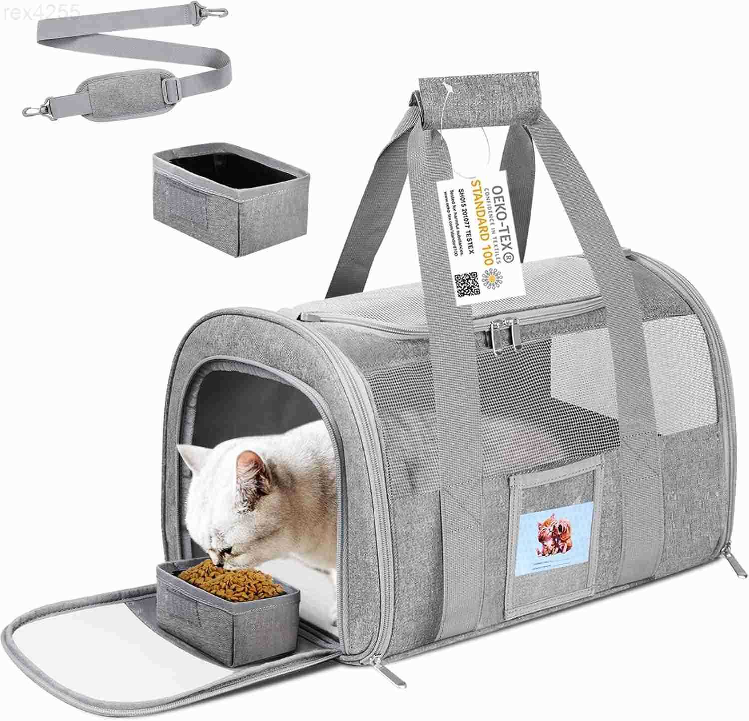 Cat Carrier Dog Carrier Pet Carrier Airline Approved for Small Dogs Kitten Carriers Under 15lb Collapsible Soft Sided TSA Approved Travel CarrierGreyW