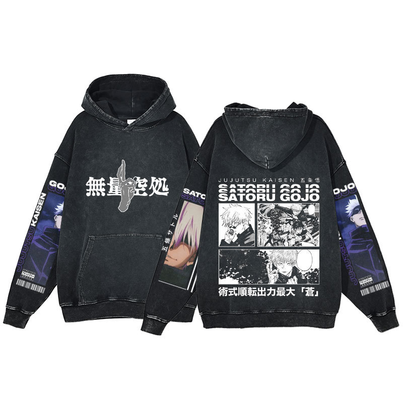 Anime Jujutsu Kaisen Fall/Winter New Arrival Hoodie Printed Harajuku Washed Hooded Sweatshirt Men's - VT2746