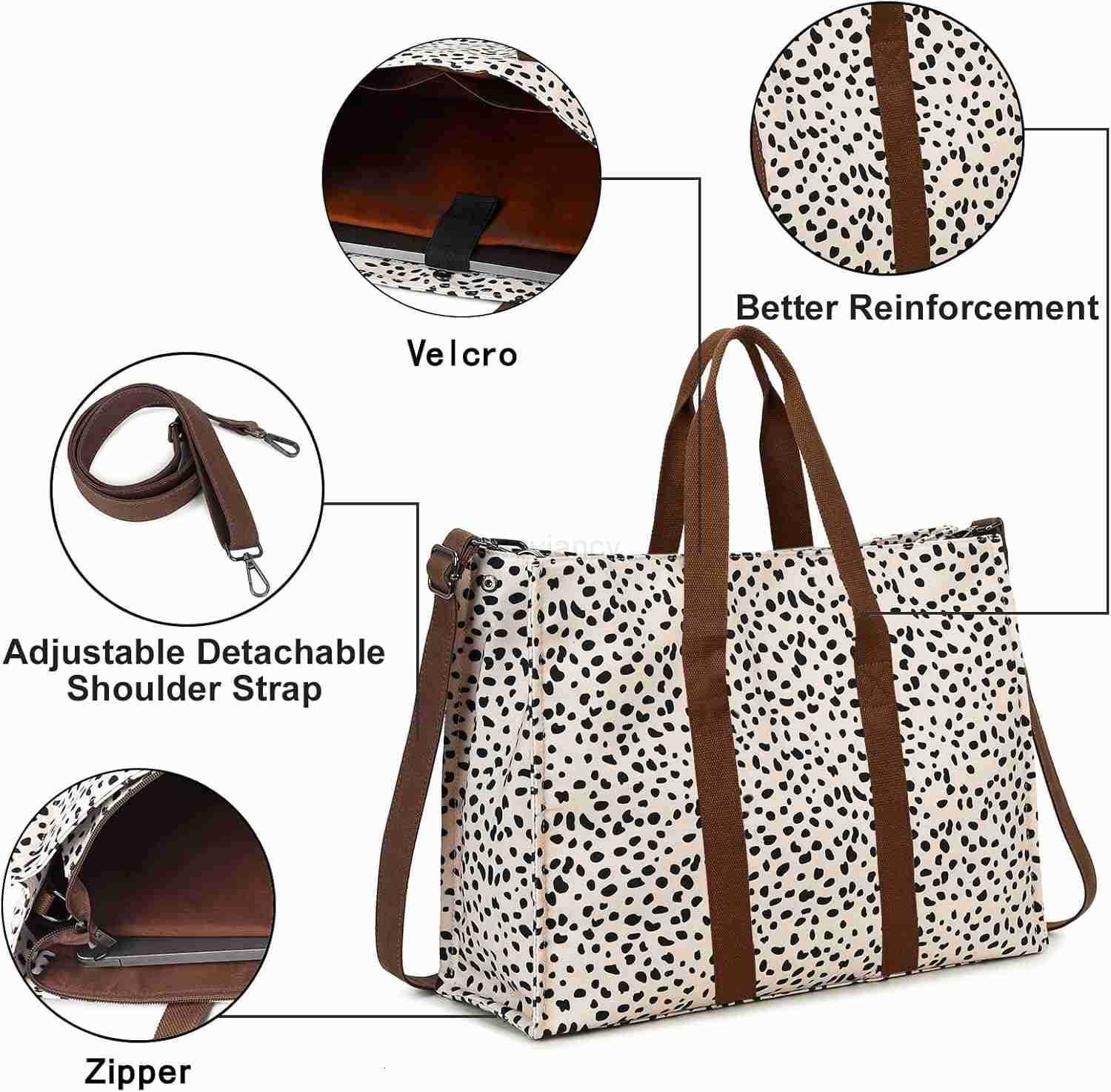 Tote Bag for Women Work 156 inch Canvas Shoulder Bags Computer Messenger Purse Teacher Handbag Office BriefcaseW250904