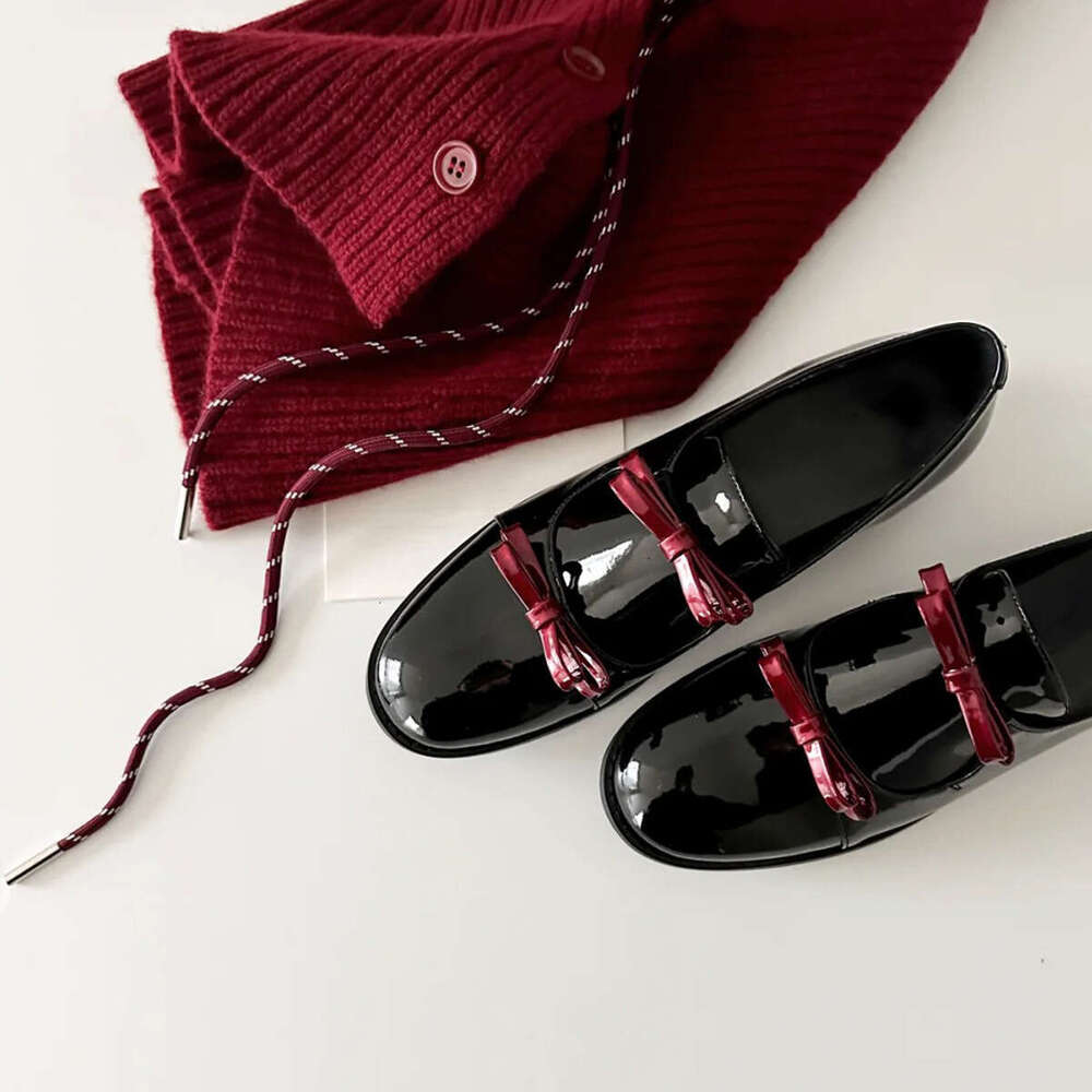 Cowhide 2025 New British Style Bowknot Women's Thick Designer Shoe Sole Loafers Genuine Leather Black Low Heel Single Shoes