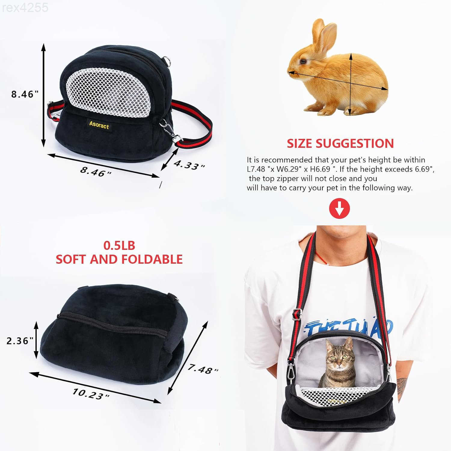 Bag Upgraded Small Animal Bonding Soft Hedgehog Pouch Portable Outgoing Travel Bag with Adjustable Strap and Breathable Mesh for Squirrel Mice SugaW25