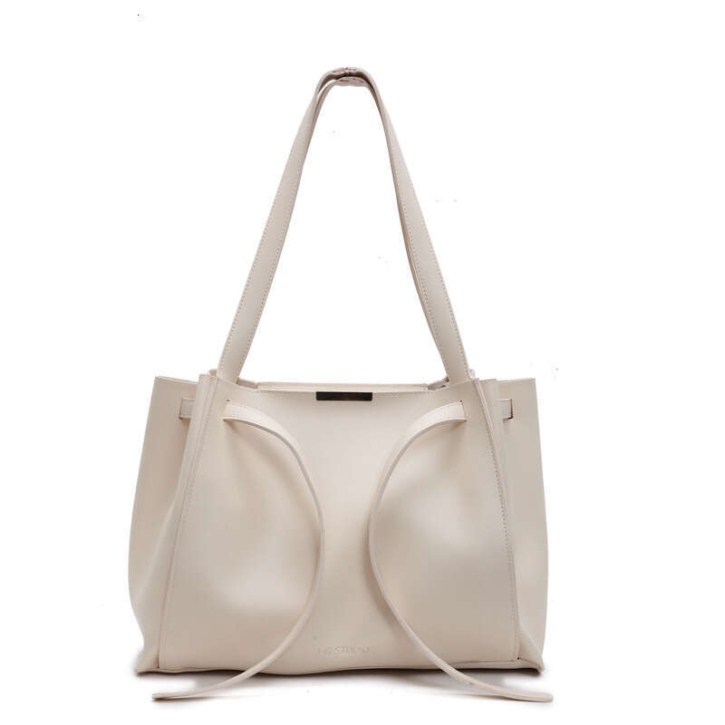 DHEssentials 2025 Spring Women's Large Capacity Solid Color Tote Bag European Retro Minimalist Single Shoulder Bag Black Beige Wine Red Coffee