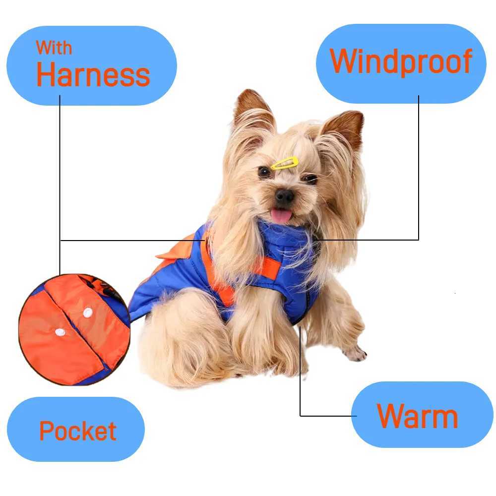 Warm Winter Dog Clothes with Harness Waterproof Puppy Vest Coat for Small Medium Dogs Pets Yorkshire Chihuahua Bulldog Costumes W250904