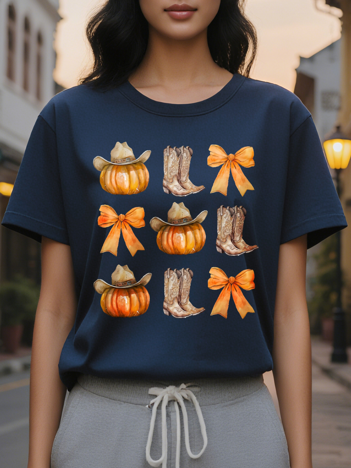 Cozy Halloween Graphic Sweatshirt Soft Crew Neck Casual Fall Wear Women's Comfortable Clothing for Autumn