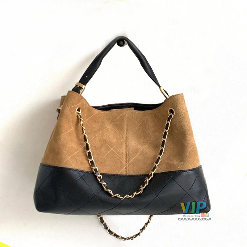 12A Premium 25A Classic Two-Tone Tote Bag Suede Double Chain Import Sheep Leather Women's Luxury Designer Shoulder Bag Retro Large Capacity shopper Bag