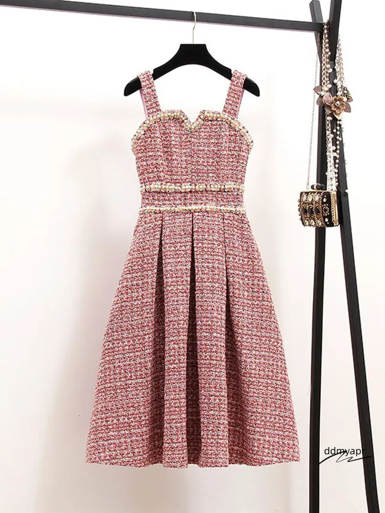 Winter Wool 2 Women Elegant Thick Short Jacket Coat Colorful Plaid Beading Tweed Vest Dress Ddmyday Two Piece Set 240823 Ddmyday Ddmyday Ddmyday Ddmyd