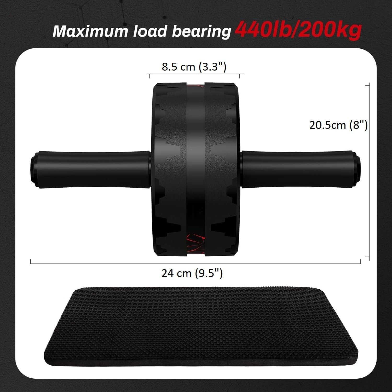 Ab Roller Wheel for Core Abdominal Strength Training Home Gym Abs Workout Equipment for Men Women with Knee Pad Ab Workout Machine for Exercise Black 