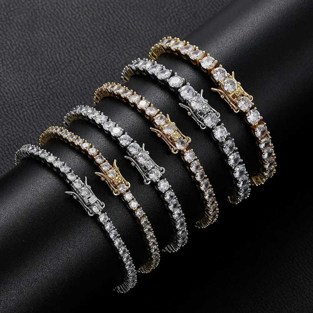 Brass Tennis Bracelet Buckle style tennis single row bracelet made of copper and AAA zirconia Bling 3mm 4mm 5mm Men And Women W250904