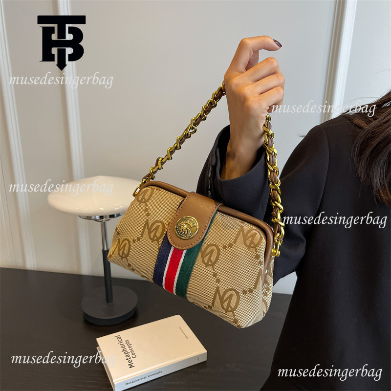 Luxury Brand Designer Bag Free Shipping 2025 Casual Handbag Women's Vintage Bag Striped Classic Chain Shoulder Bag New Trendy Crossbody Bag for W