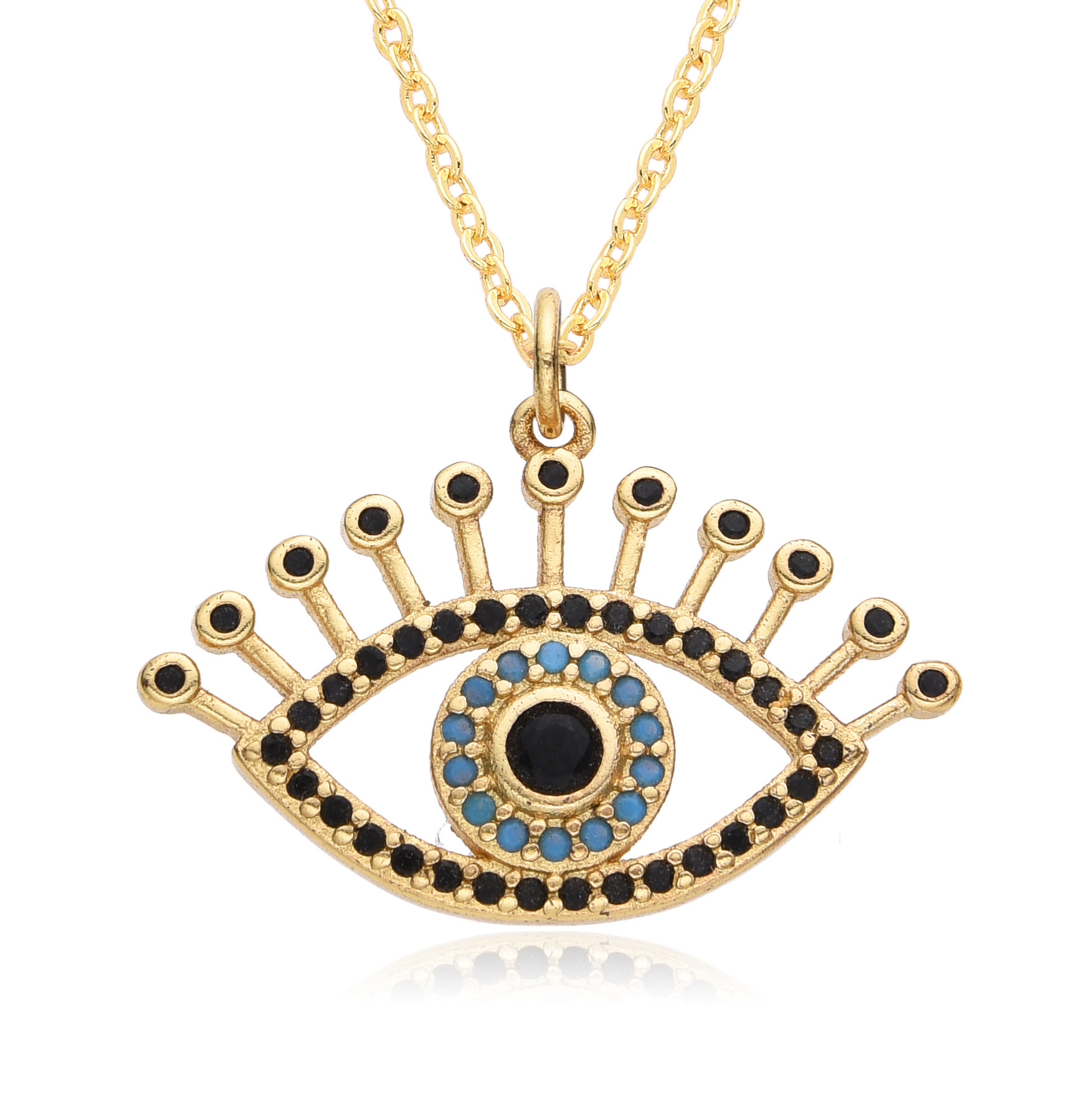 New Multi-Shape Demon Eye Oil Drop Necklace Micro Inlaid Pendant Neck Jewelry Accessories