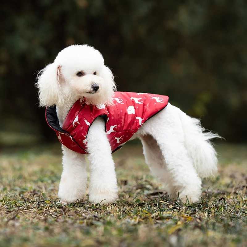 New Dog Warm Coat Christmas Creative Pet Cotton Down et Double Sided Wear Clothes For Small Medium Dog Winter Windproof Vest W250904