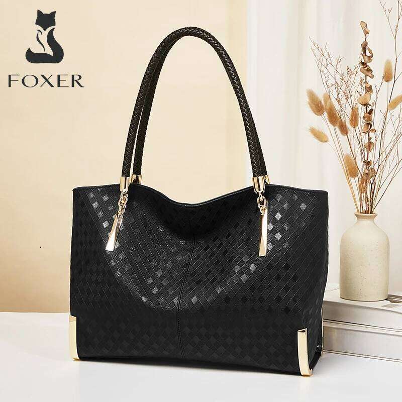 FOXER Brand Genuine Leather Handbag Winter Women Original Design Shoulder Tote Large Capacity Lady Bag Chrismas Gift