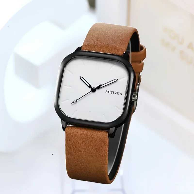 Fashion Watch Simple Square Dial PU Leather Quartz Men Business Watch Wristwatch for Men Clock for Wen Montre Hme X250904