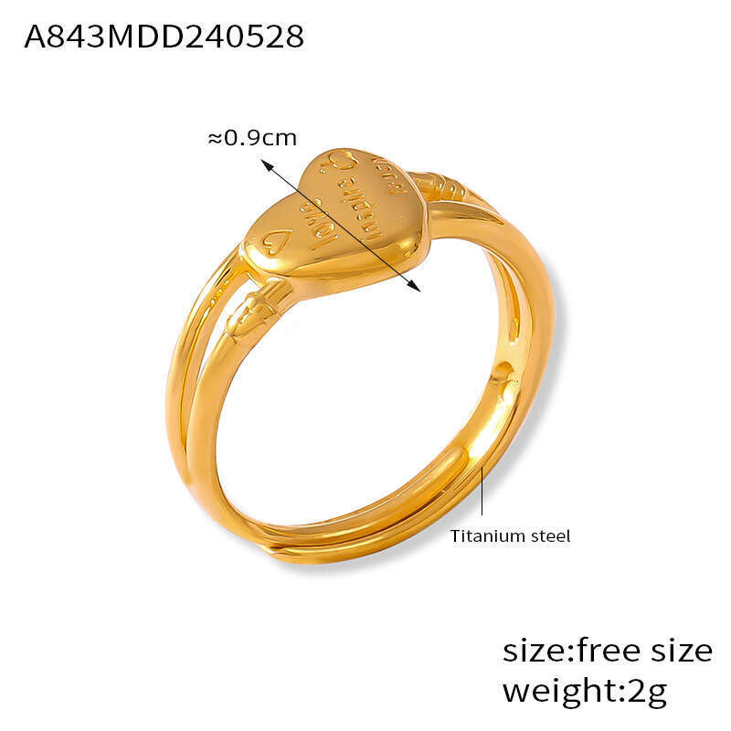 DHcollections Stylish Heart - Shaped Ring for Women: Ins - inspired, Titanium Steel Plated, Open - ended Design