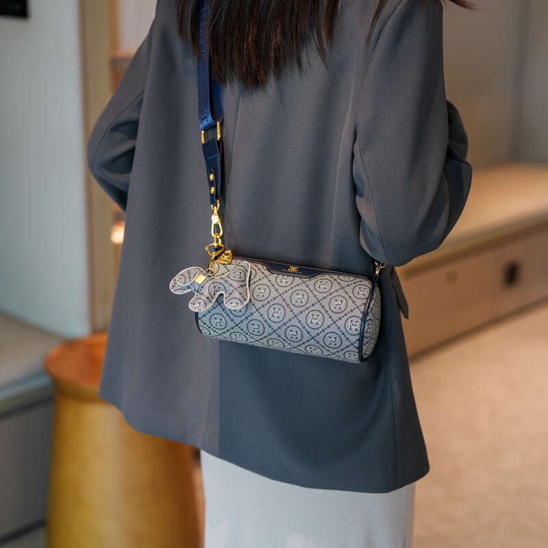 Designer Bags Shouler Bag Wide Strap Pillow Bag for Women 2025 New Pattern Printed Fabric Ladies Cylinder Single Shoulder Crossbody Bag