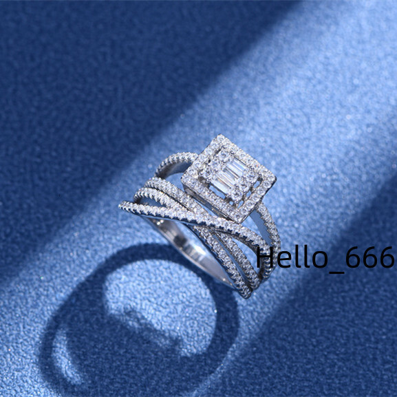 Customized Sterling Silver 925 Wedding Ring Classic Full Diamond Sterling Silver Zircon Luxury Rings for Women
