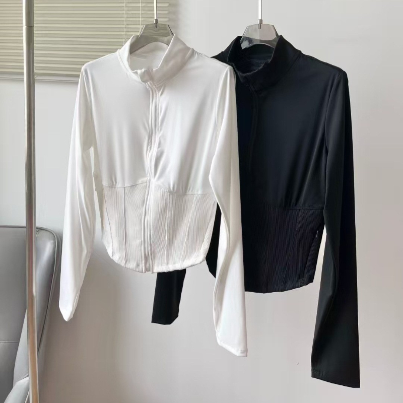 Designer Cropped Jackets Yoga Top Slim fit jacket Tracksuit Blazer Women Blazer Full Zip Shirt-jacket Sports Coat Shaping Waist Tight Fitness Shortened Jogger