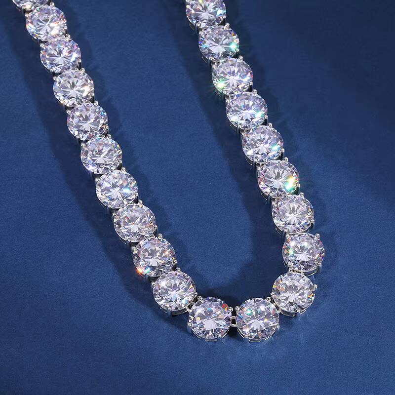 New Fashion Jewelry Necklace 15mm 925 Sterling Silver Inlaid VVS Moissanite Luxury Men Chains Hip Hop Tennis Necklace for Gift