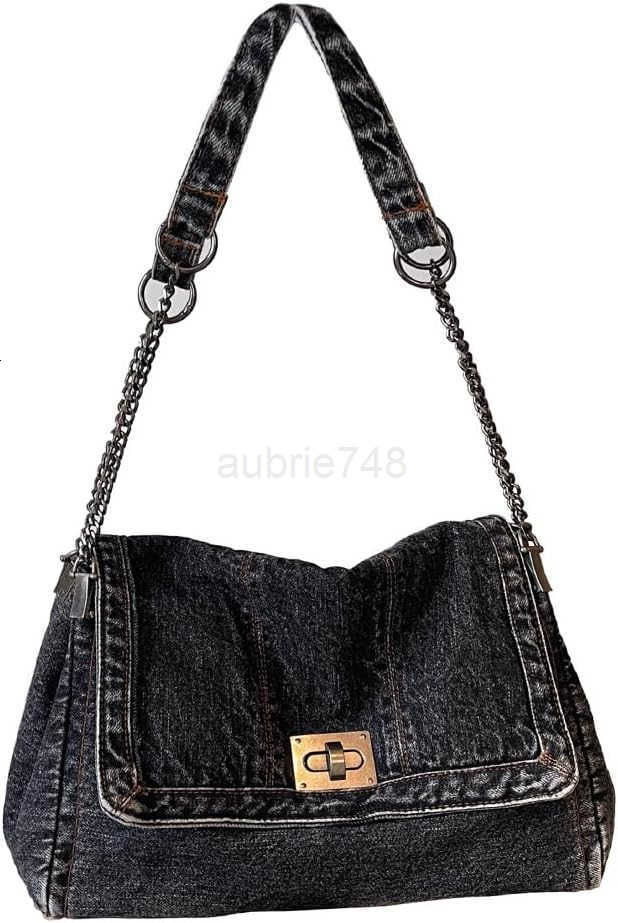 Denim Shoulder Bag for Women Jean Tote Bag Adjustable Chain Strap Crossbody Bags Y2k Trendy Hobo Purse Handbag M250904