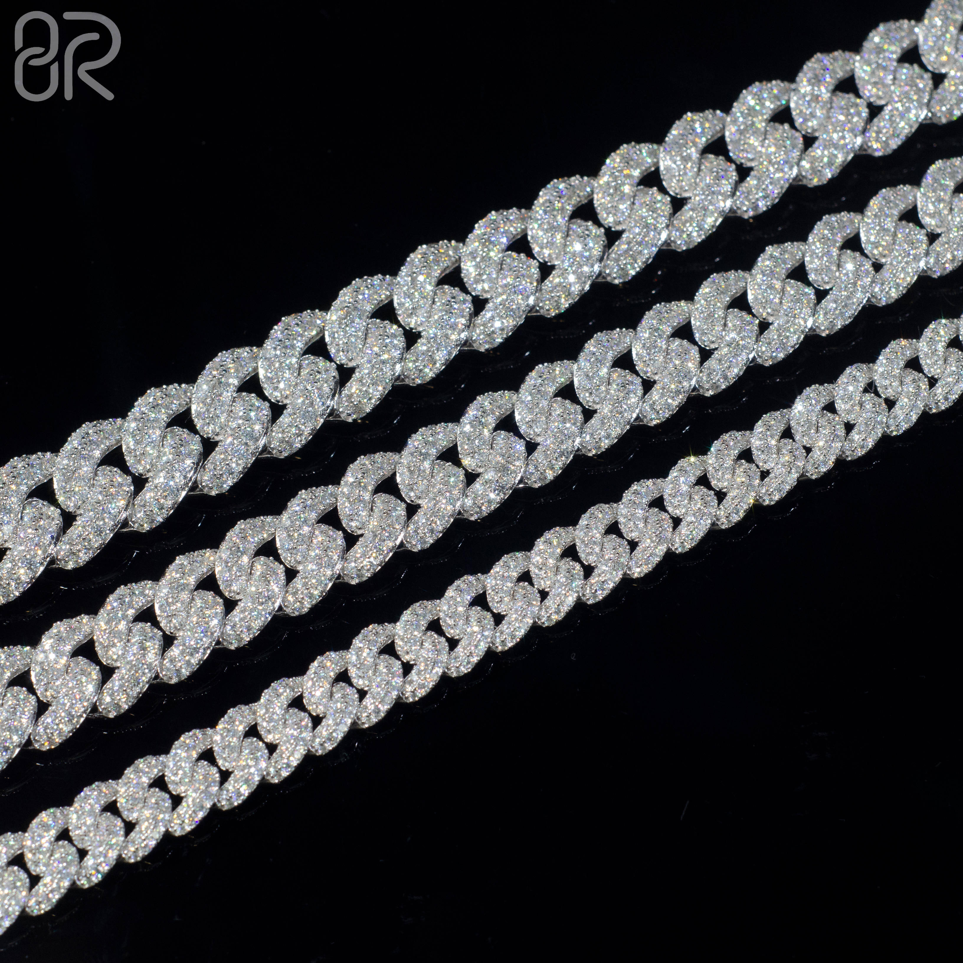 New Design 14MM Moissanite Cuban Necklace Vvs Ice Out Round Brilliant Cut Diamond 925 Silver Fine Cuban Link Chain Jewelry