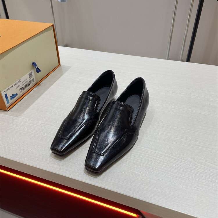 Cowhide Version ~ New Style Square Toe Low Heel Women's Mules Versatile Elegant Leather Designer Shoe Shoes Mary Jane Commuter Flats