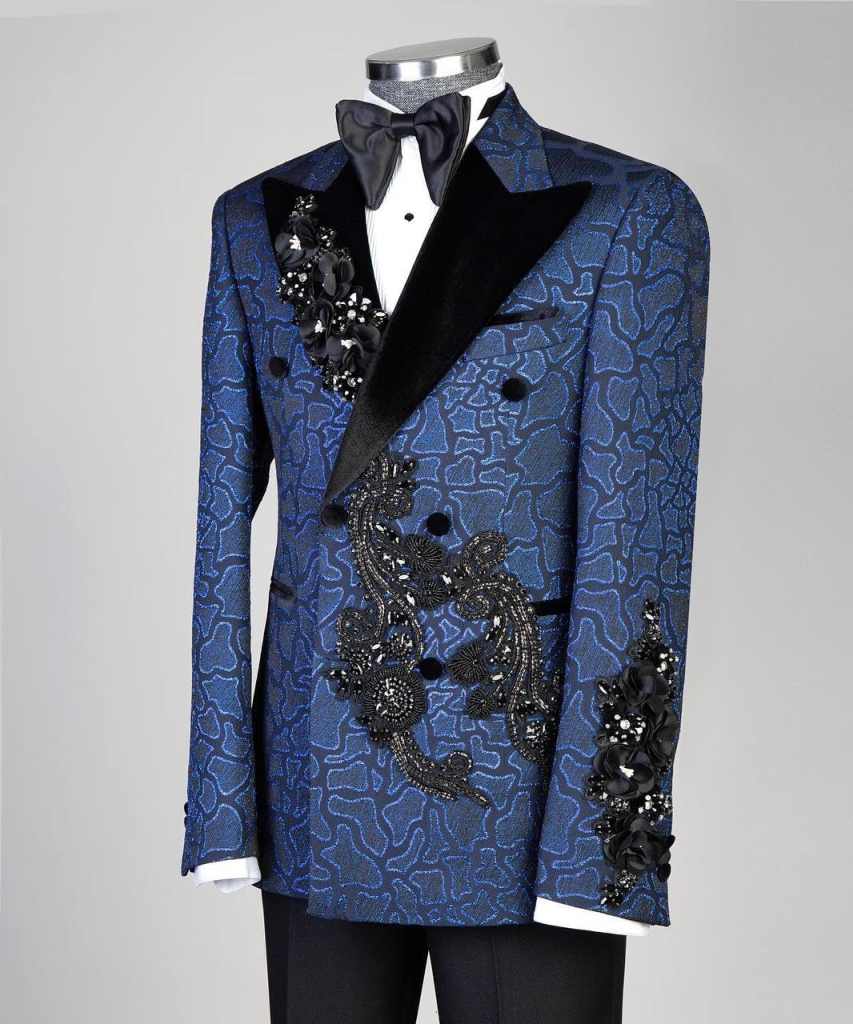 Formal Men Tuxedos Customized Beading Appliques Groom Pants Suits Fashion Birthday Party Show Wear 2 Pieces