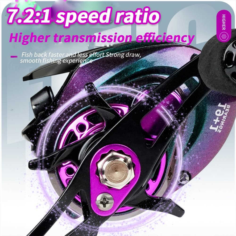 Baitcasting Fishing Reel 191BB Baitcasting Reel High Speed 721 Gear Ratio Low Profile Baitcaster Reel 78KG Max Drag Metal Body Baitcaster Fishing Reel