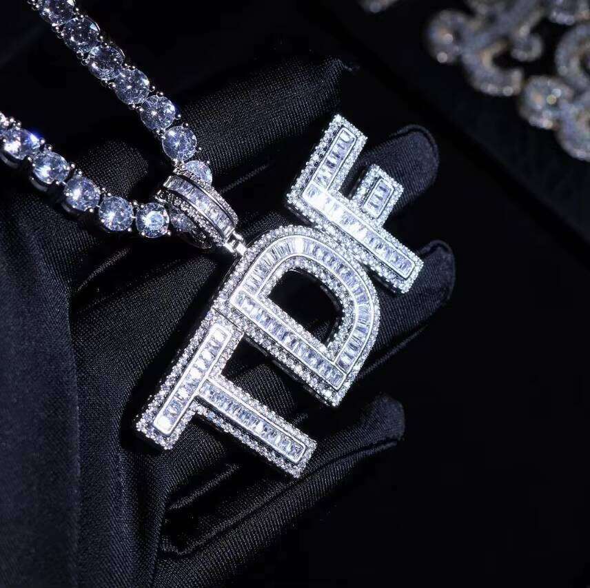 Price Hip-Hop Accessories 26 Famous Iced Sier Glow Stone Letter Pendant
