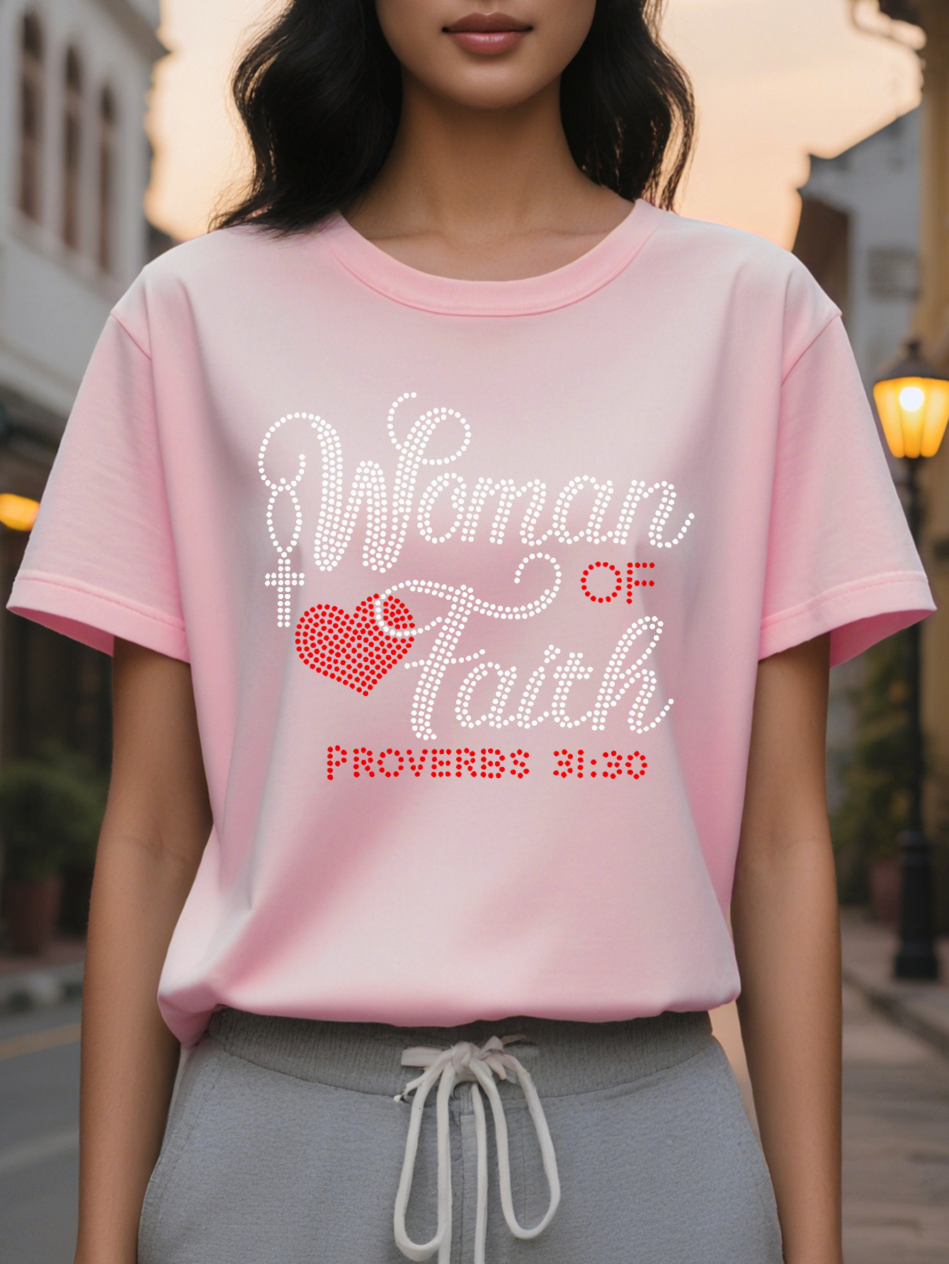 WOMAN Distinctive Fashion Printed Round Neck Short Sleeve T-shirt Spring and Summer High-end Slimming Women's Clothing