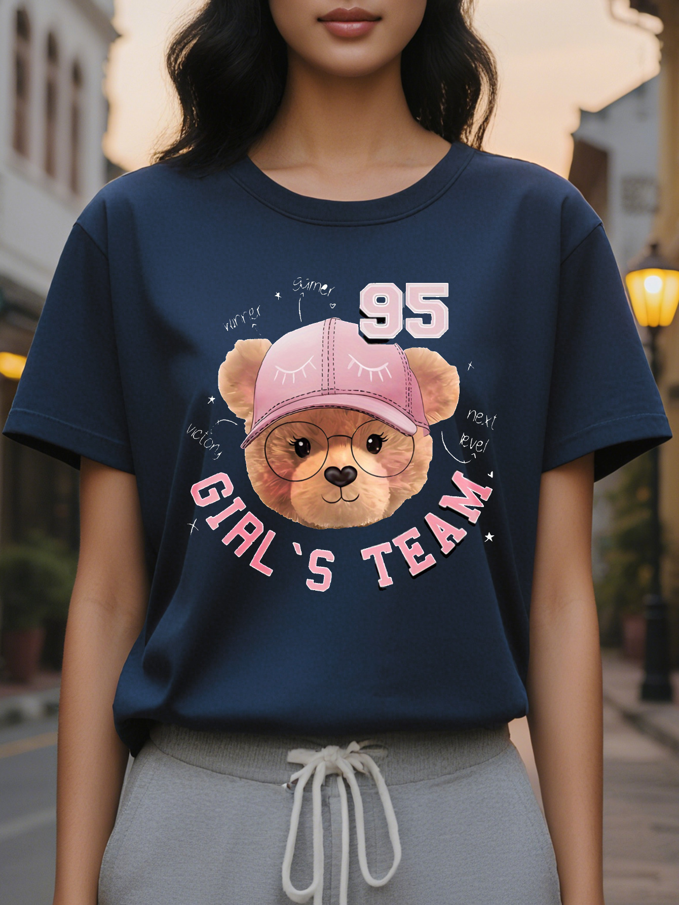 Ladies Sleeveless Vest Cute Bear Pattern With Hat Design The Word S Team Black And Pink Casual Summer Soft