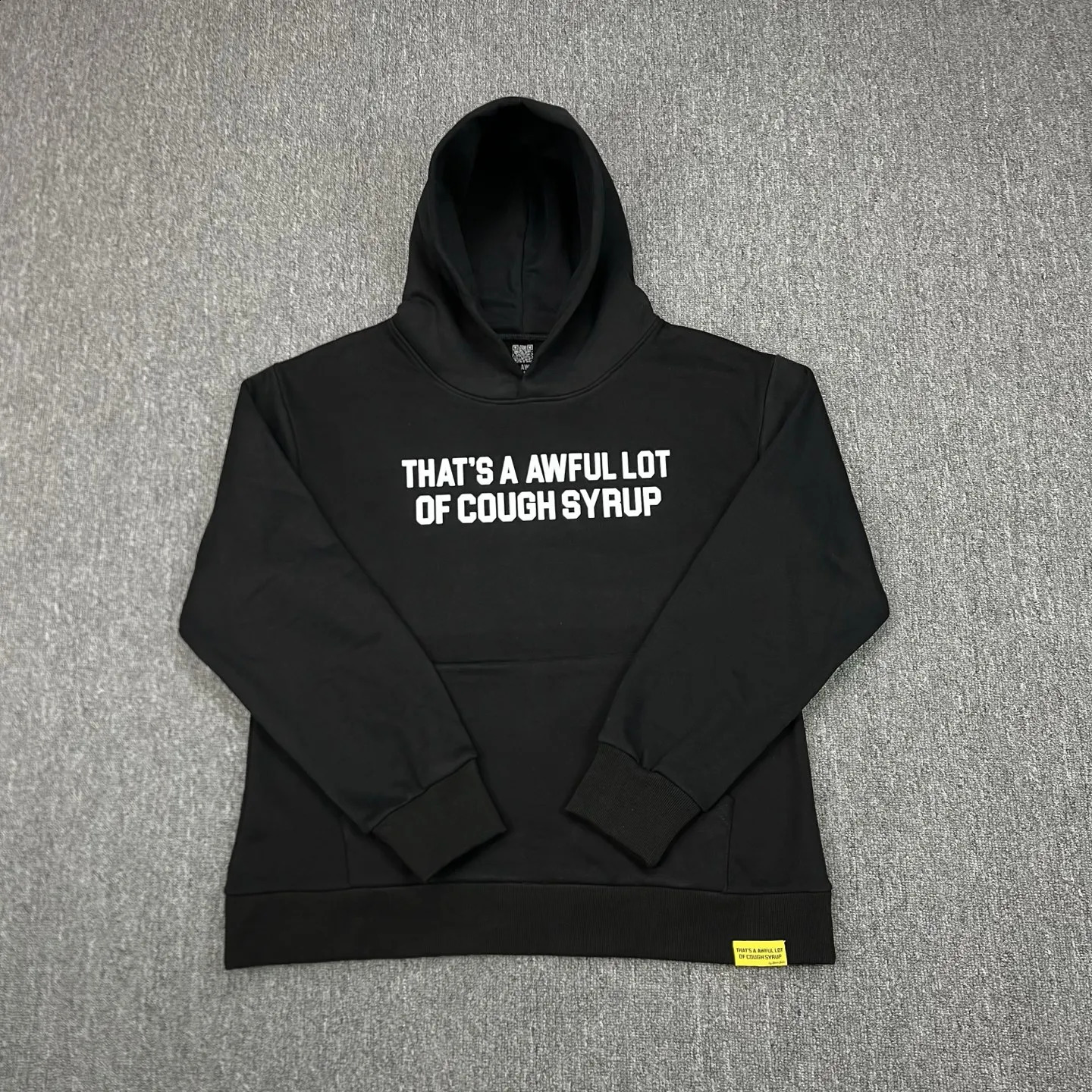 THATS A AWFUL LOT OF COUGH SYRUP White letter print Pullovers black Hoodie Hooded Men Women oversized fleece Sweatshirts 250904