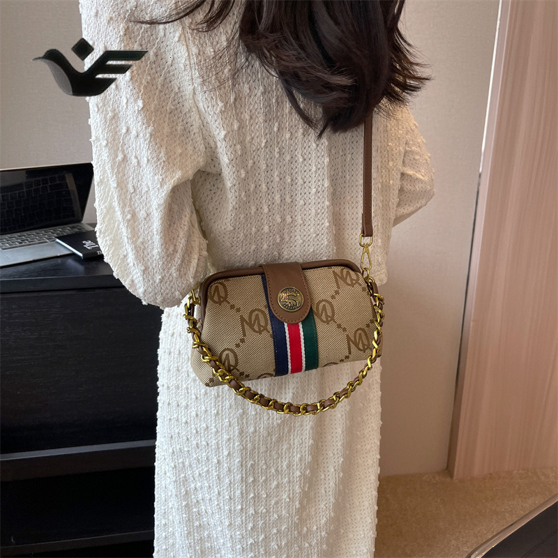 Feiyan Free Shipping New Designer Bag Luxury Shopping Bag Striped European And American Retro Classic Chain Underarm Shoulder Bag Crossbody Bag Trend