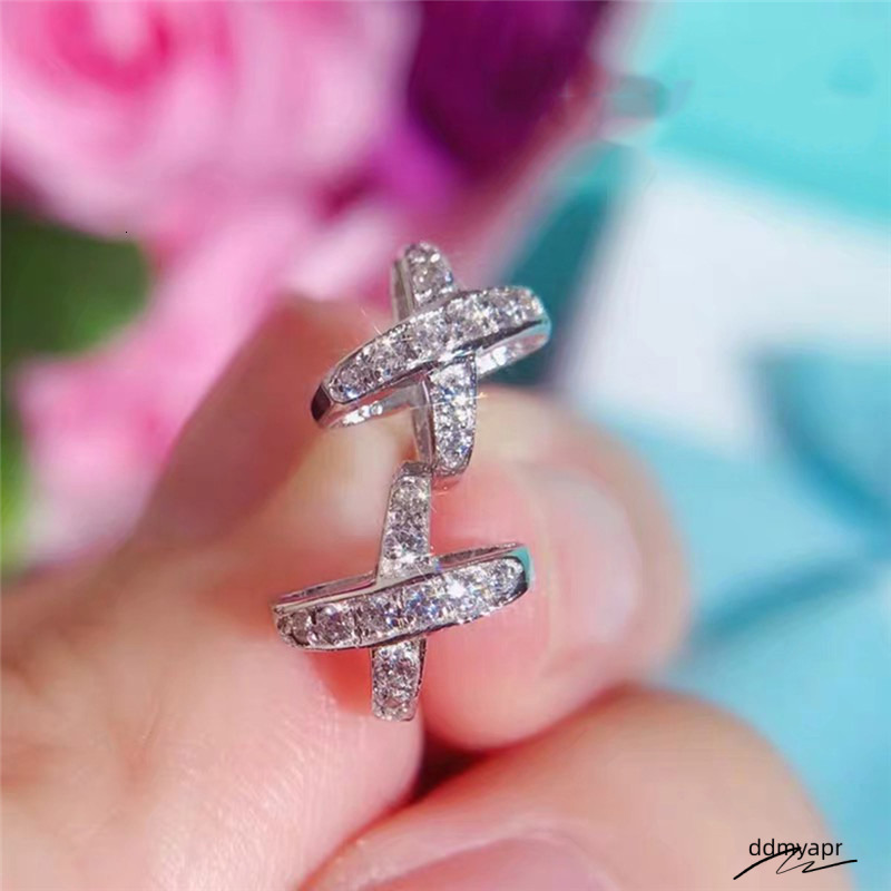 2023 Simple Fashion Stud Earrings Jewelry Ddmyday Sterling Sier Fill Pave White Topaz CZ Dia Gemstones Party Handmade Women Cross Earring Rose Gold Gi