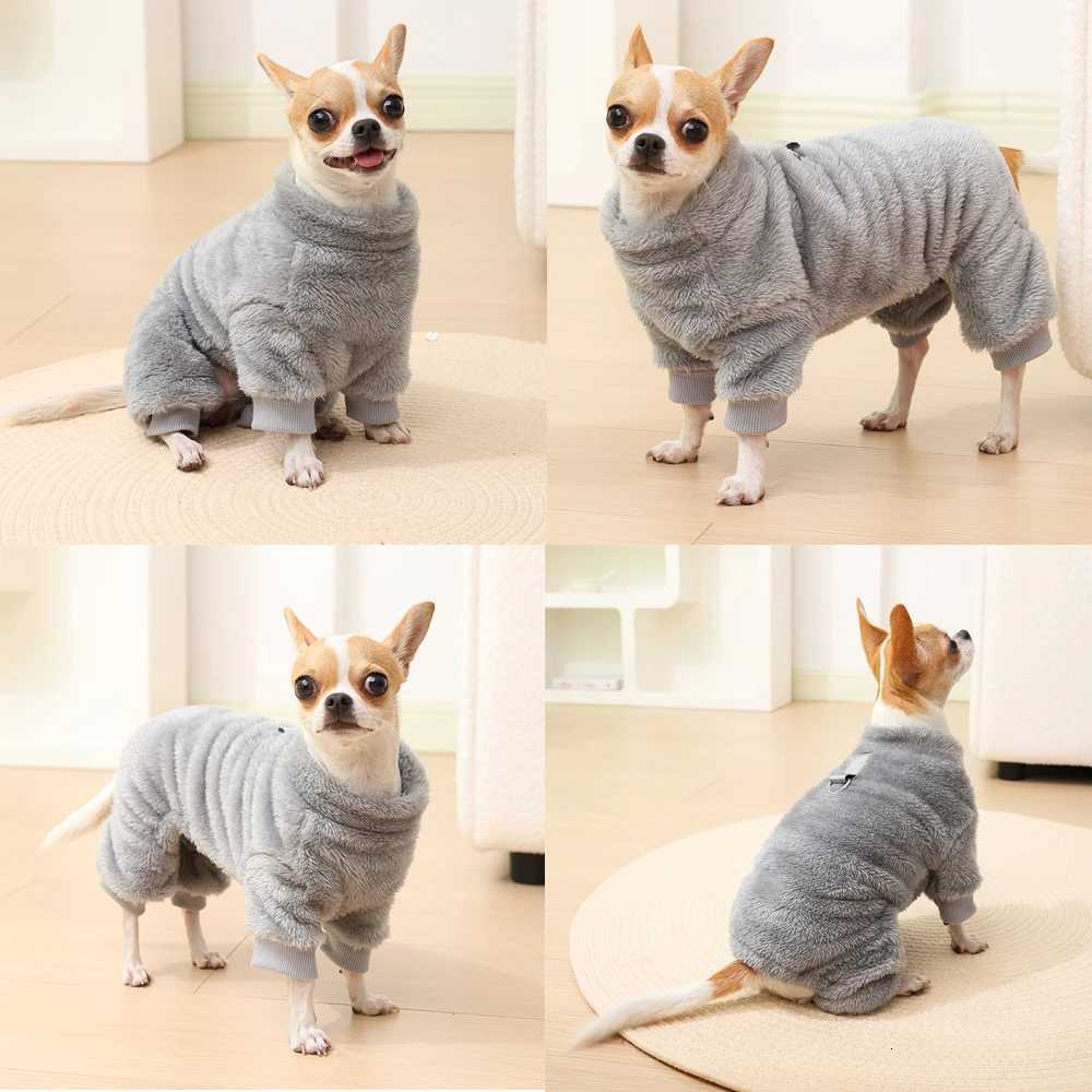 Winter Fleece Warm Dog Clothes Winter Soft Cozy Puppy Jumpsuit Plush Winter Dring Overall For Small Medium Pet Vest Coat Cats W250904