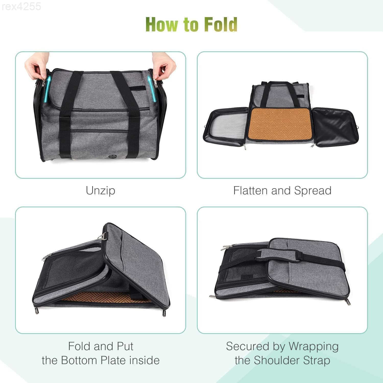 25 lbs Lightproof Soft Sided Pet Carrier for Large Cat Small Dog Airline Approved Travel Puppy Carrier with Side Pockets Reflective Mesh Foldable Port