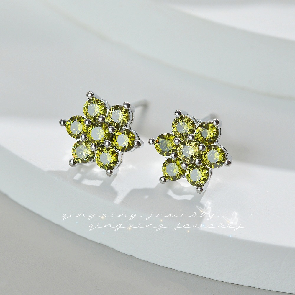 New Flower Colorful Zircon Earrings Classic Designer Luxury Free Shipping Floral Earrings Cross-border Hot Sale Christmas Snowflake Fashion Earrings