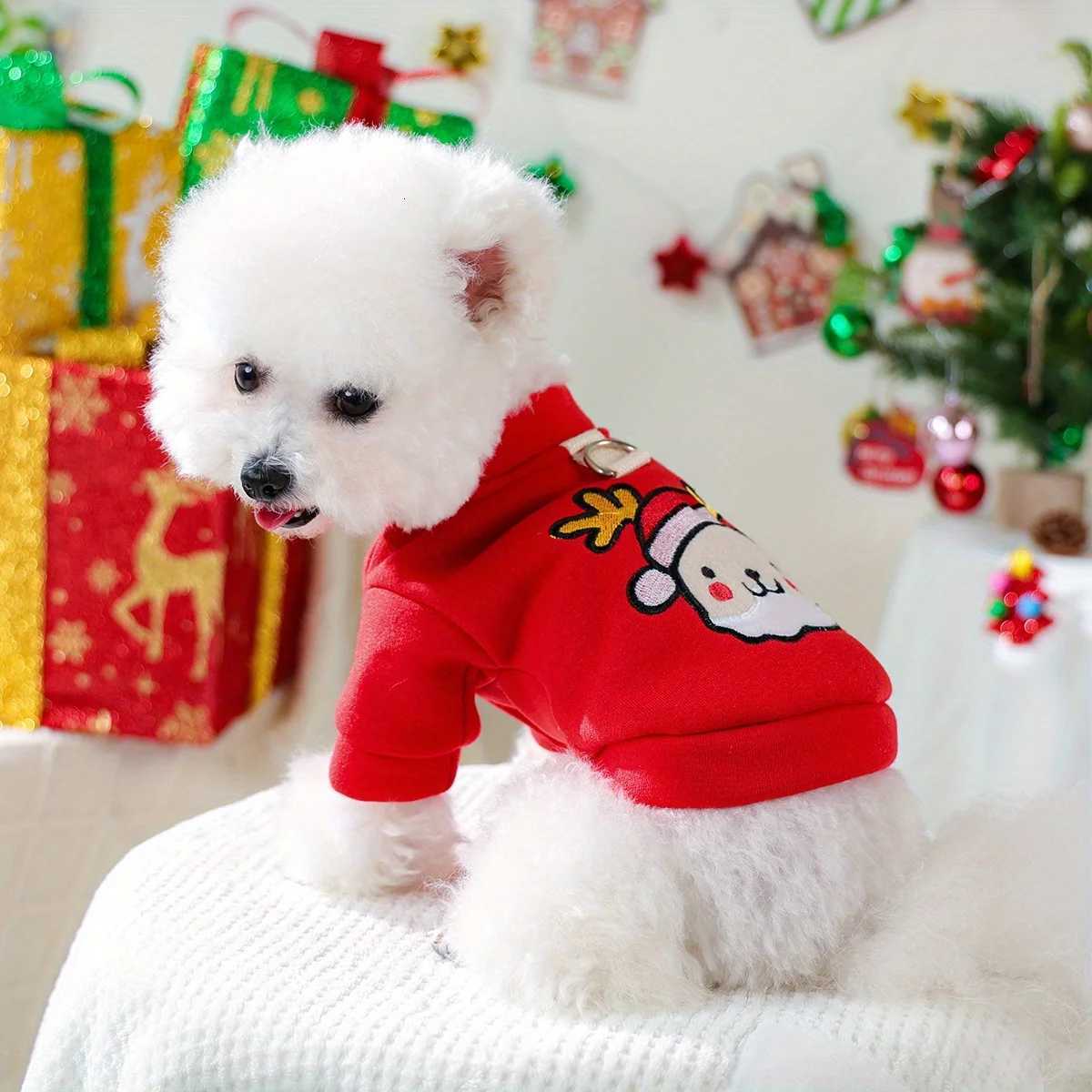 Jingle Sweater Elk Puppy Autumn and Winter Thickened Velvet Warm Christmas Clothes Pet Cat Coat W250904