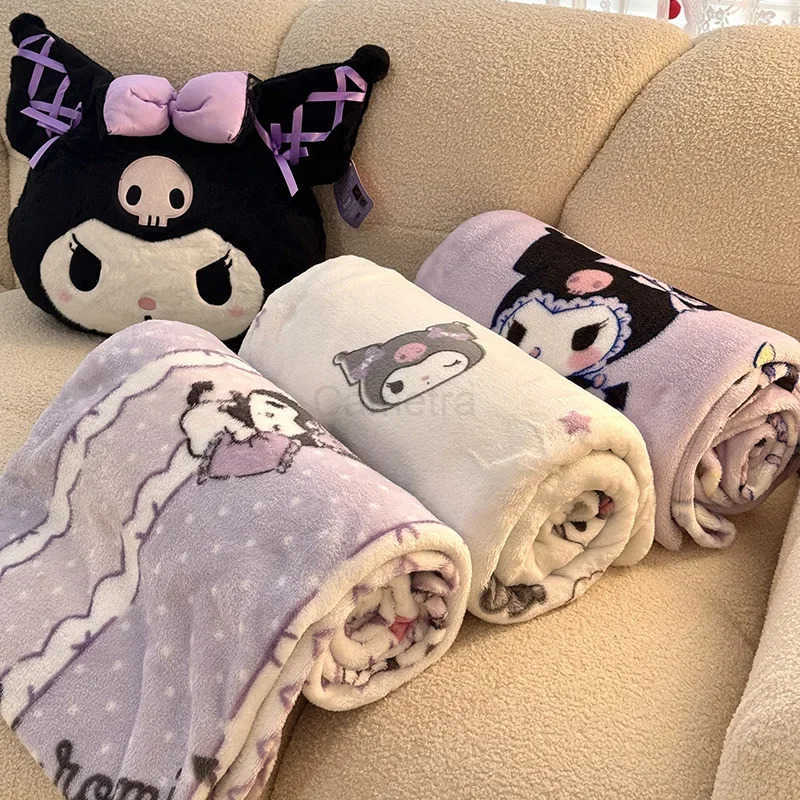 Sanrio Hello Kitty Plush Soft Sofa Blanket Printed Doublesided Milk Velvet Singlelayer Flannel Shawl Blanket Air Conditioning Blanket L250904