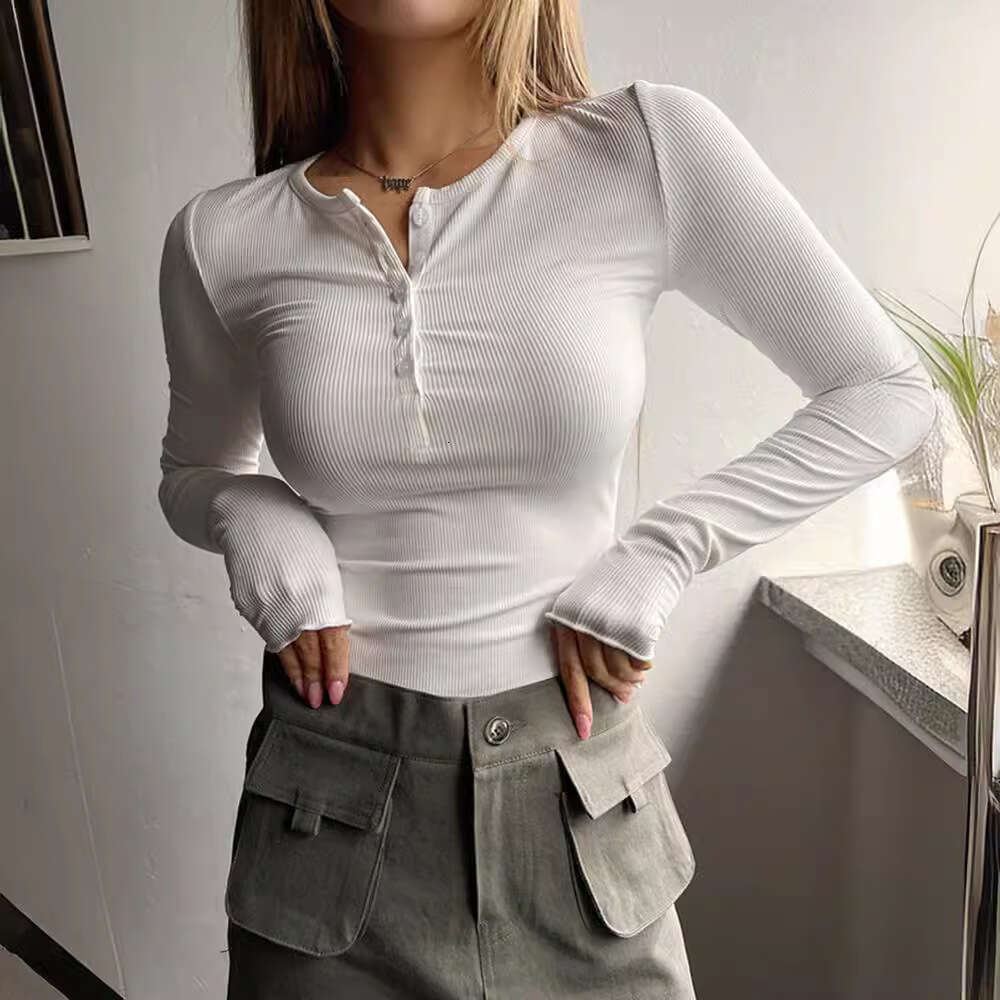 Autumn Winter European and American Women's Button Ribbed Slim Knit Cedar 2025 Temperament Versatile New Trend Clothing Ins