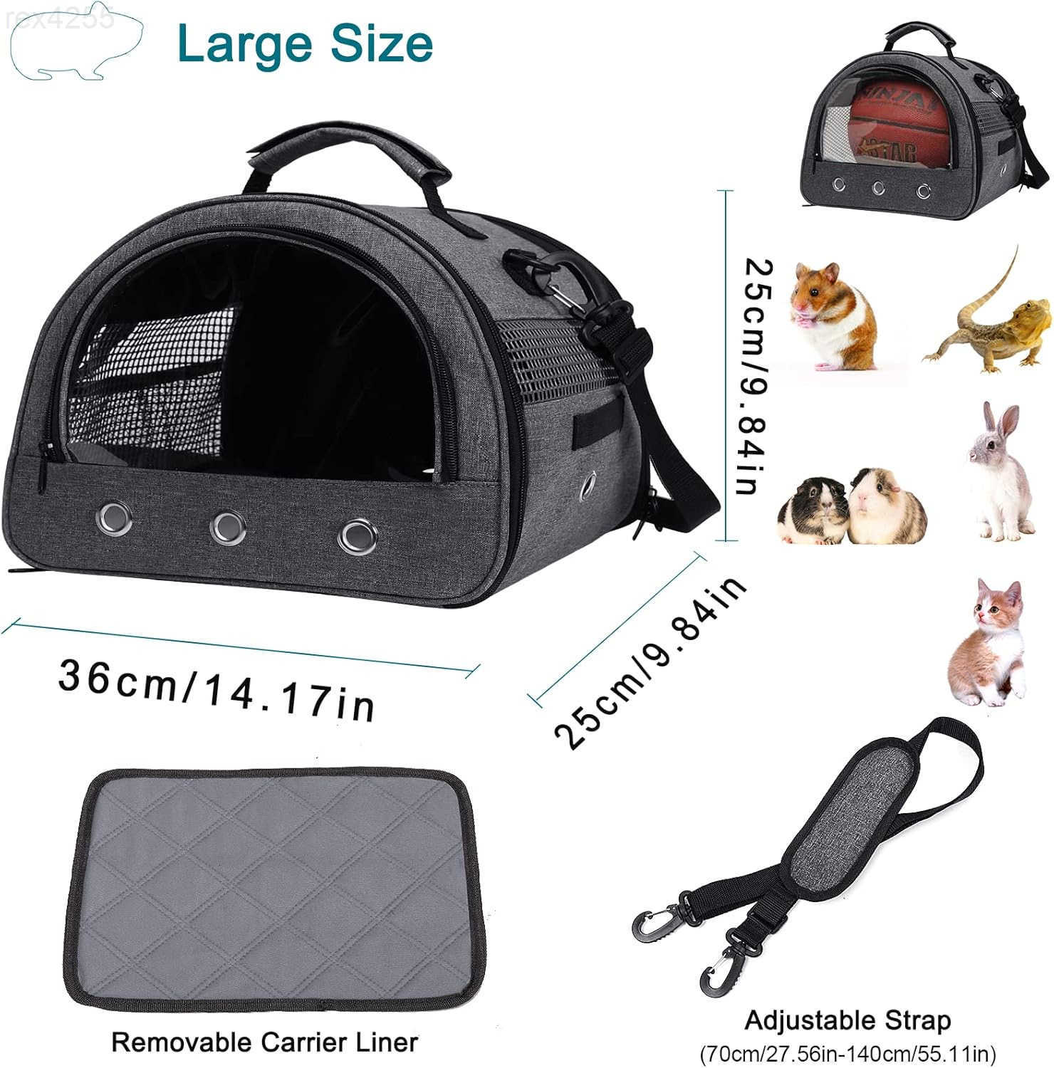 Pig Carrier Small Pet Hamster Carrier Bag Rabbit Bunny Travel Carrier Outdoor Handbag Breathable Carrier for Small Animals with Water Bottle Holder Re